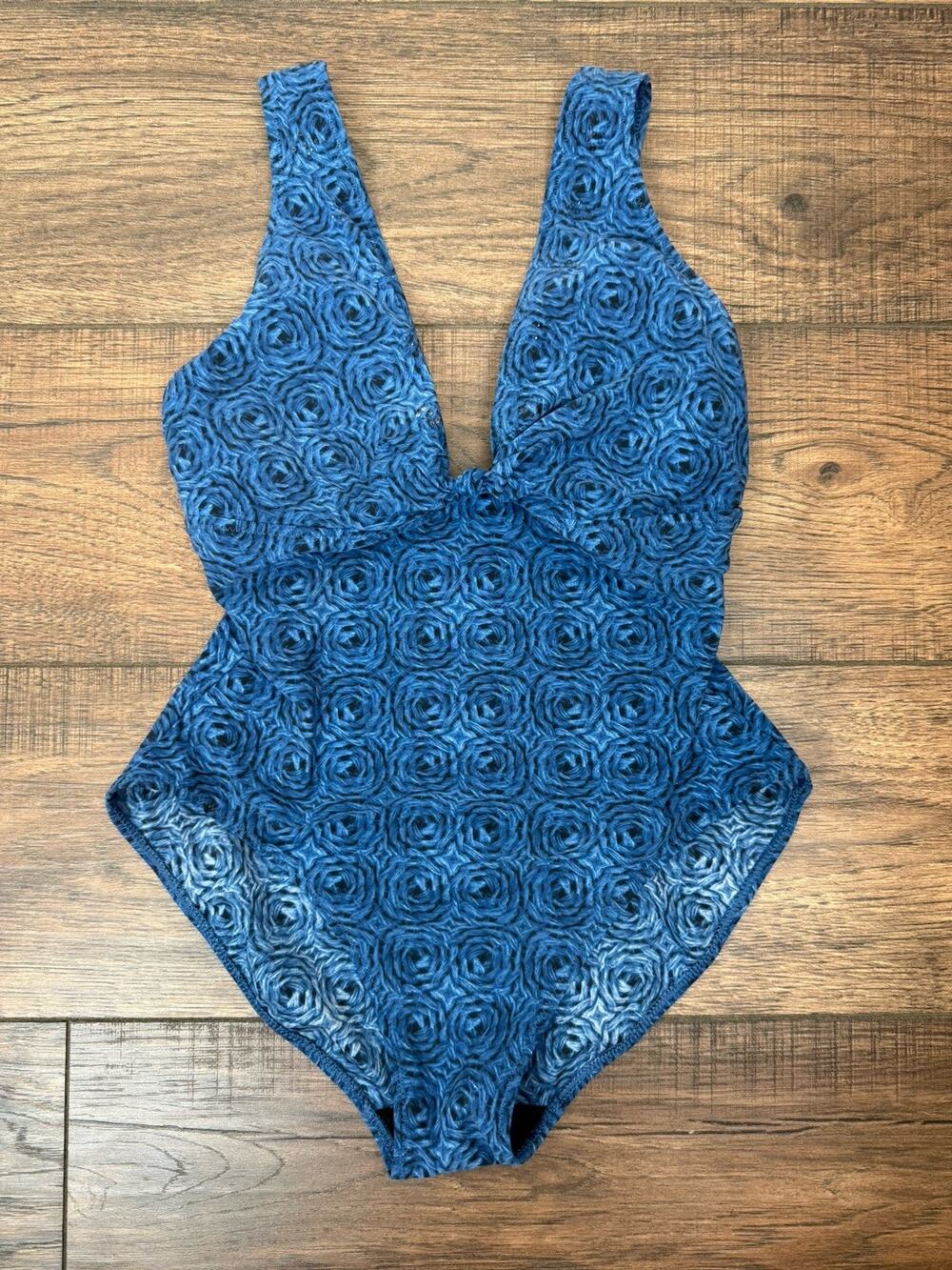 Gideon Oberson One Piece Swimsuit Blue Sparkle Beach Vacation Resortwear Sz 8